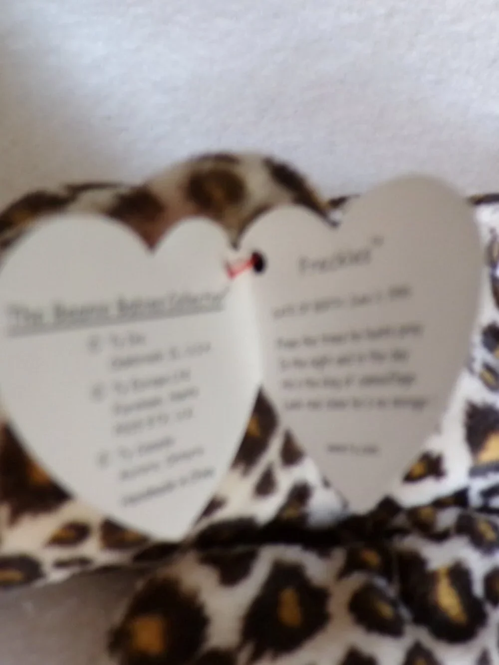 Ty Beanie Baby Freckles the Spotted Leopard Heart Tag with Star